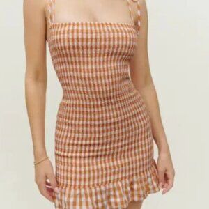 NWOT Reformation Orange & White Checkered Dress (Size Small)